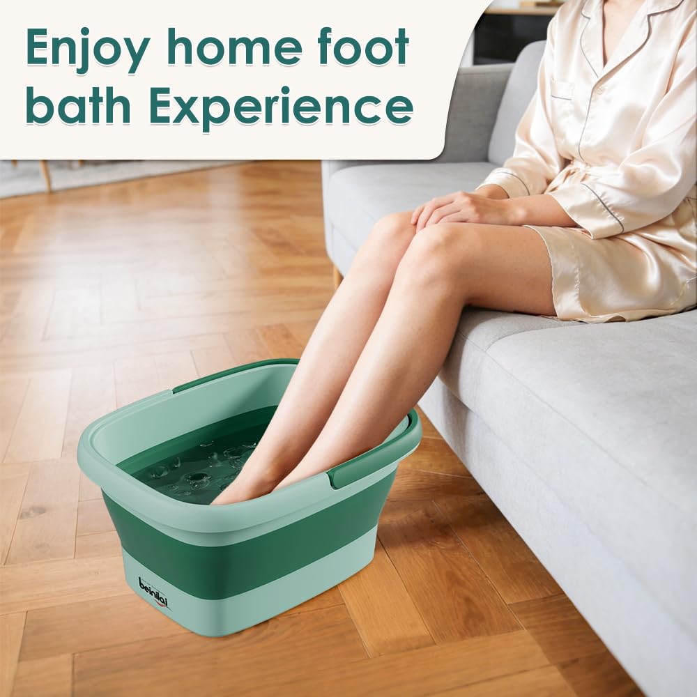 Collapsible Foot Bath Basin with Handles and Massage Acupoints