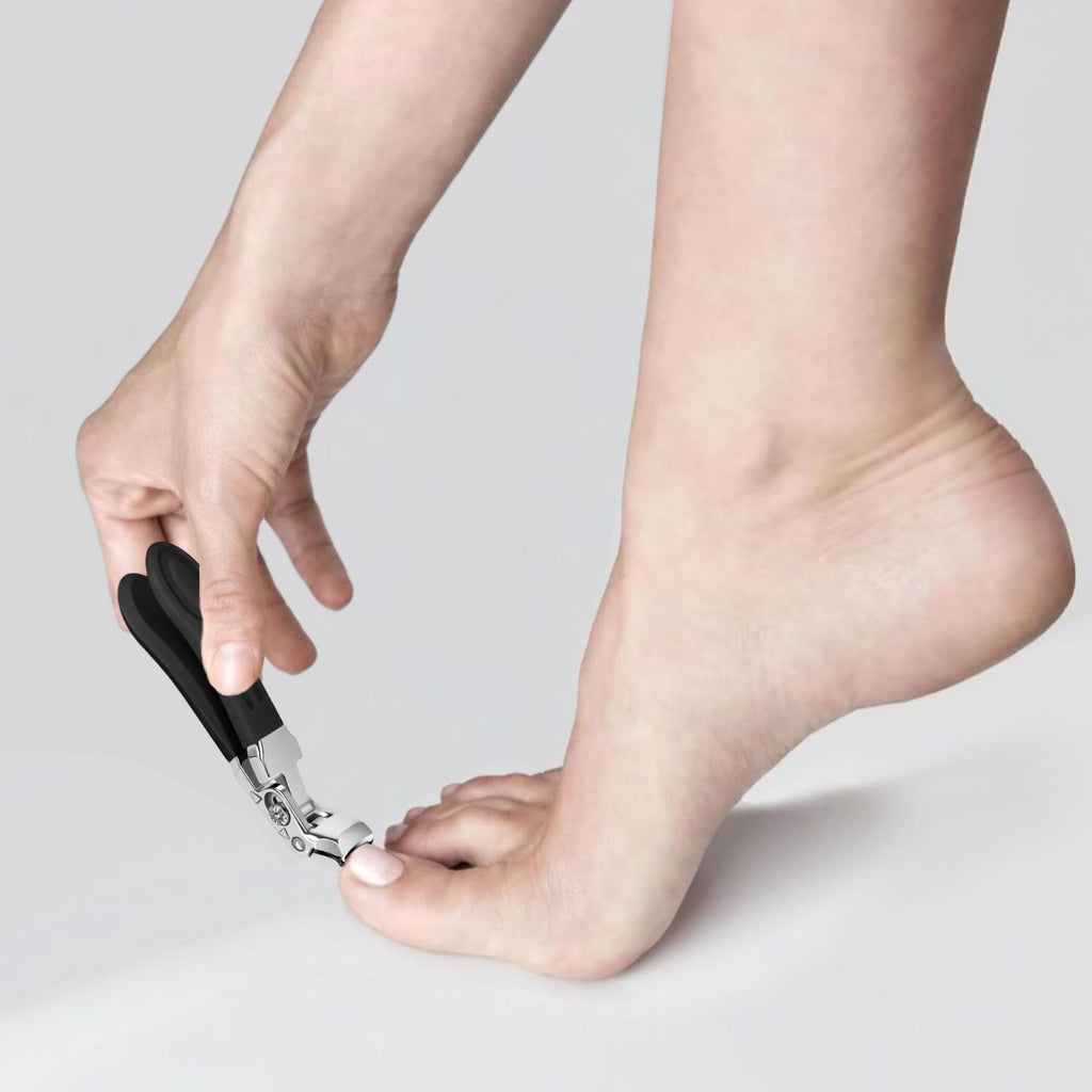 Professional Sapphire Black Angled Toenail Clippers with Nail File