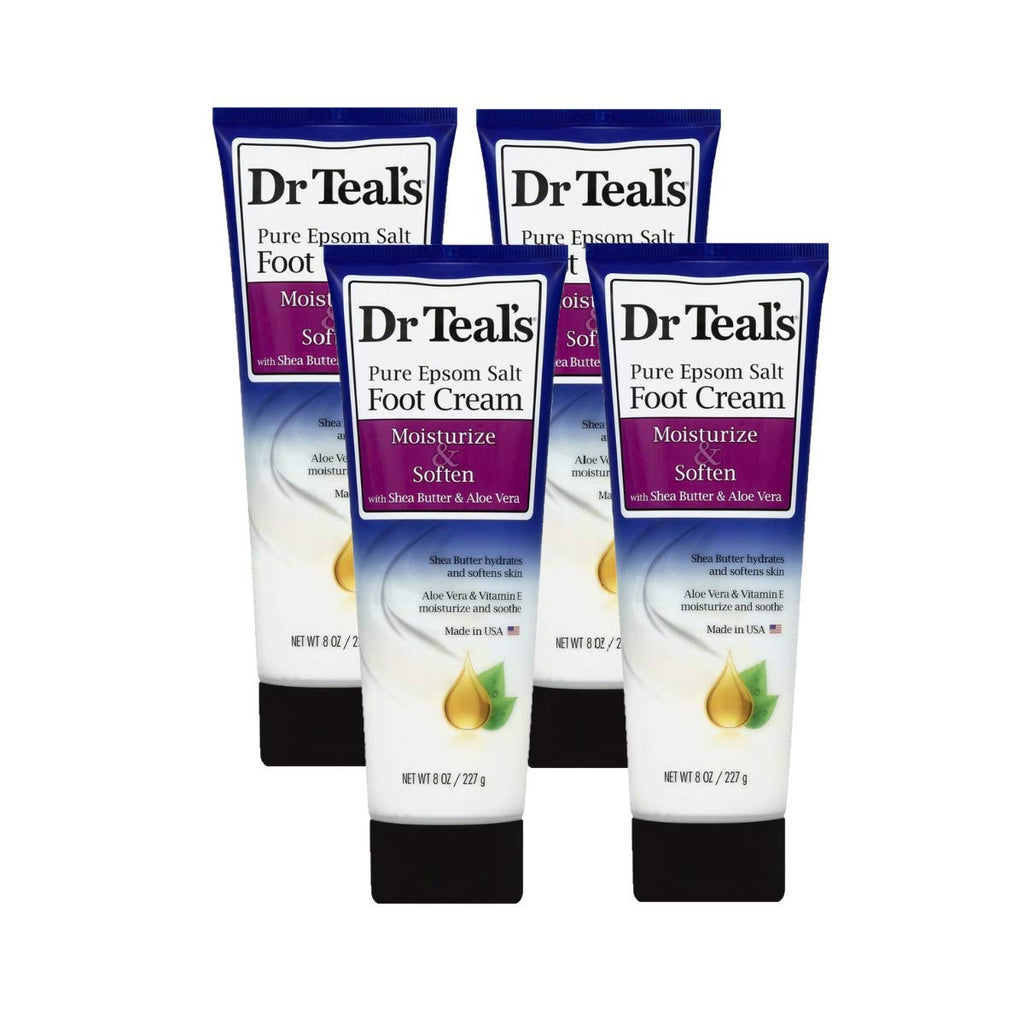 Dr. Teal's Epsom Salt Foot Cream Gift Set, 4 Pack, Shea Butter & Aloe Vera