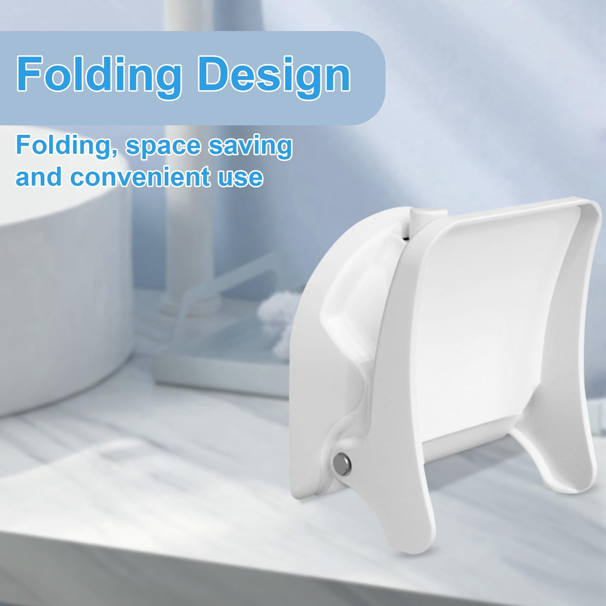 Foldable Shower Foot Rest with Vacuum Suction Cup, Anti-Slip No-Drill Pedal