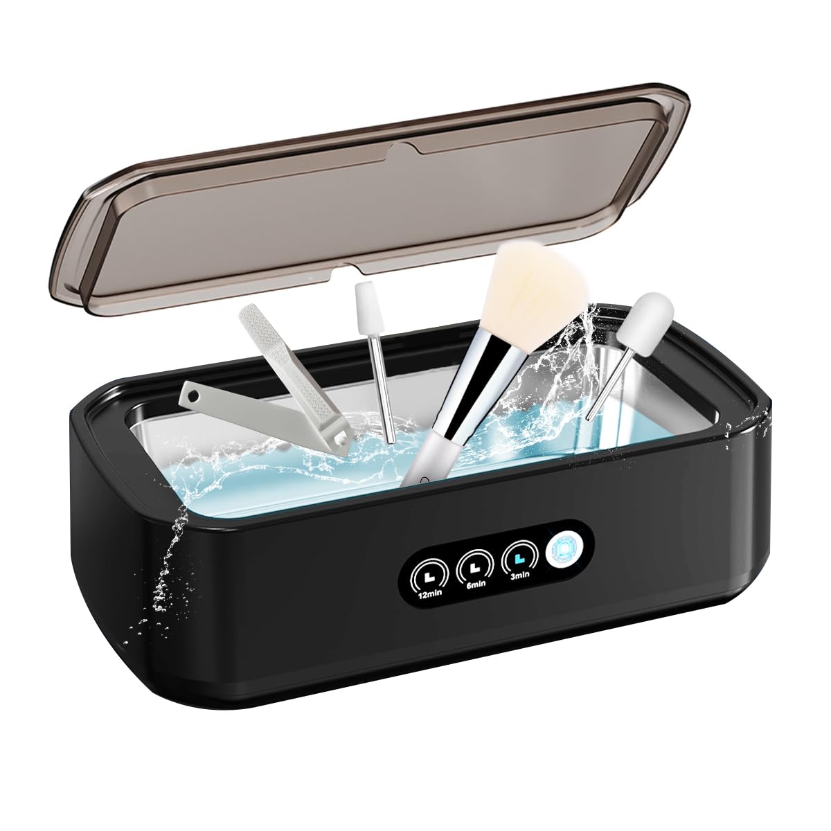 Pinkiou Black Nail Tool Cleaning Machine, 650ml High-Frequency Cleaner