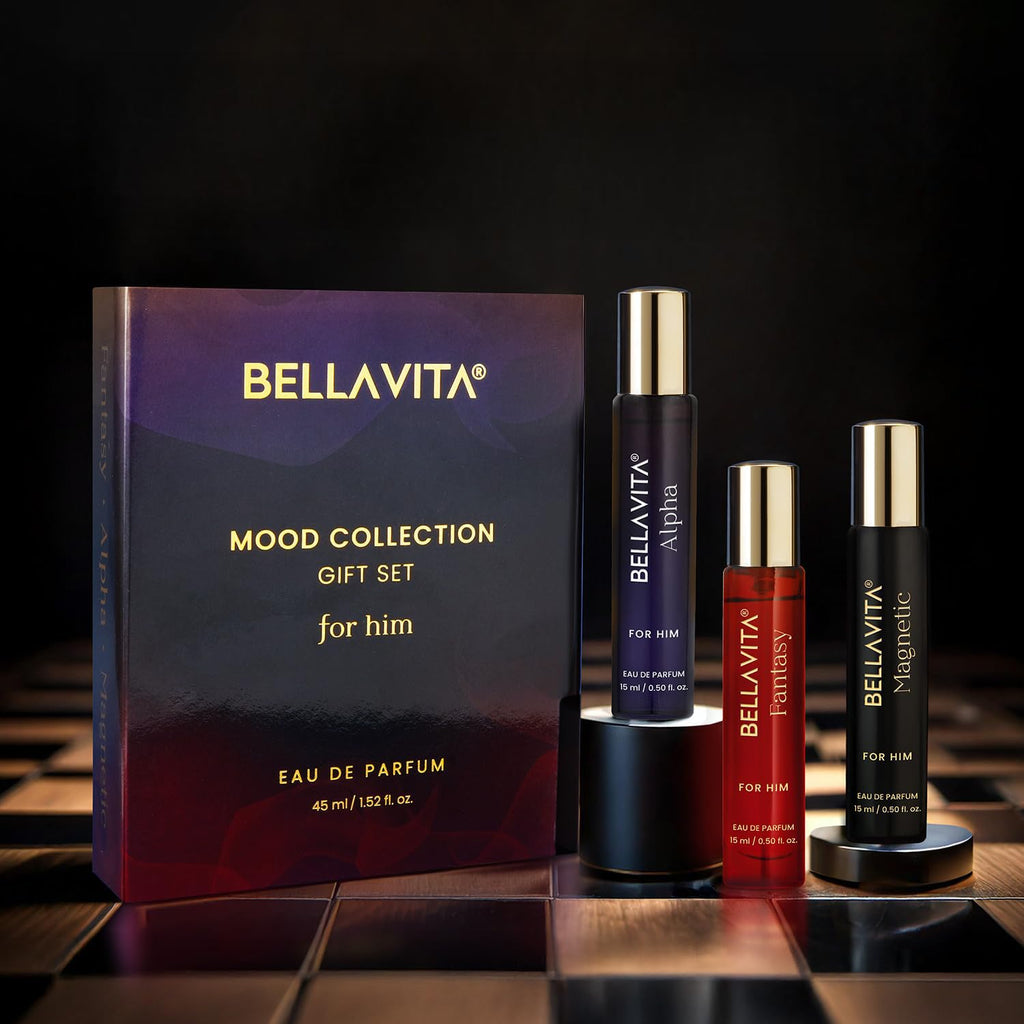 BellaVita Luxury Pheromone-Inspired Men's Cologne Gift Set, 3 x 15ml