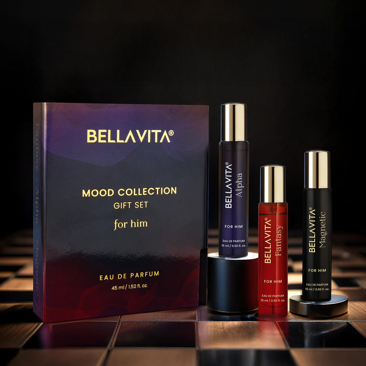 BellaVita Luxury Pheromone-Inspired Men's Cologne Gift Set, 3 x 15ml