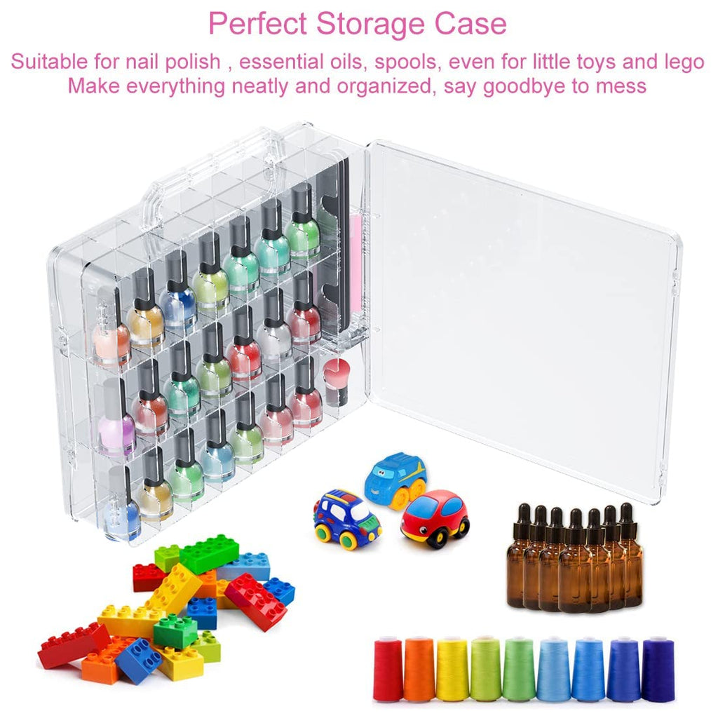 Nail Polish Organizer Case with Adjustable Dividers and Carry Handle