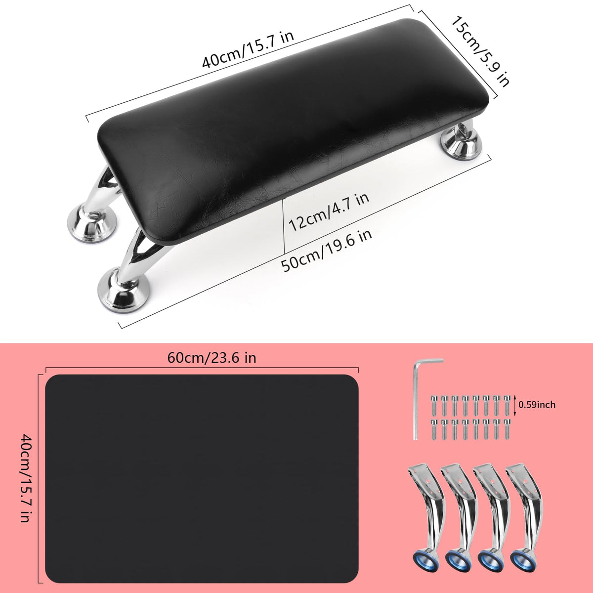 Nail Arm Rest with Nail Table Mat, Microfiber Leather Hand Cushion
