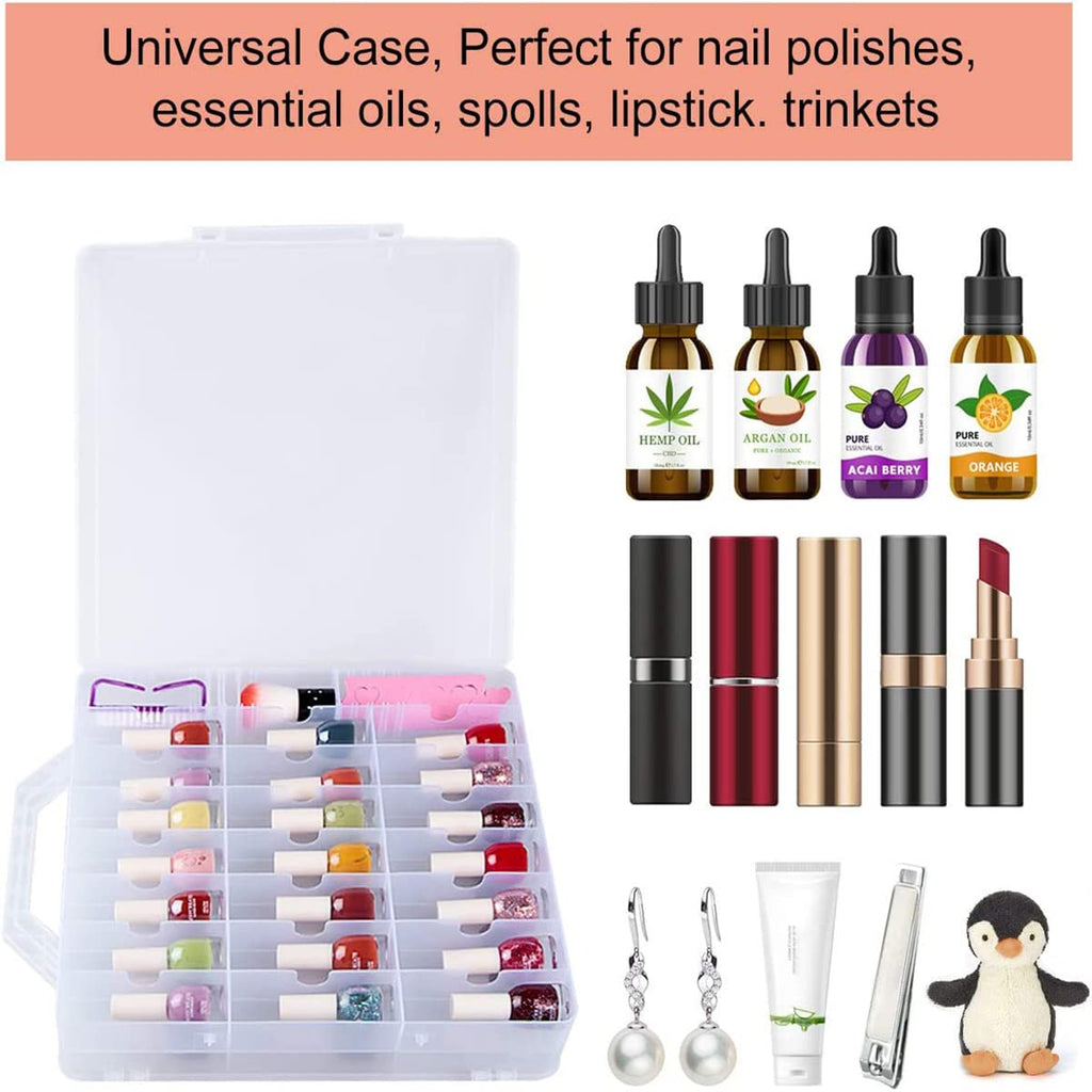 SUBAY Portable Nail Polish Organizer Case with Adjustable Dividers