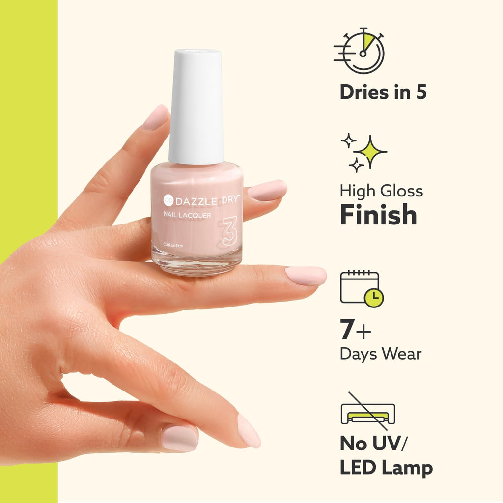 Dazzle Dry Nail Lacquer Step 3 – Soft Caress Cool Peony Pink, 0.5 fl oz