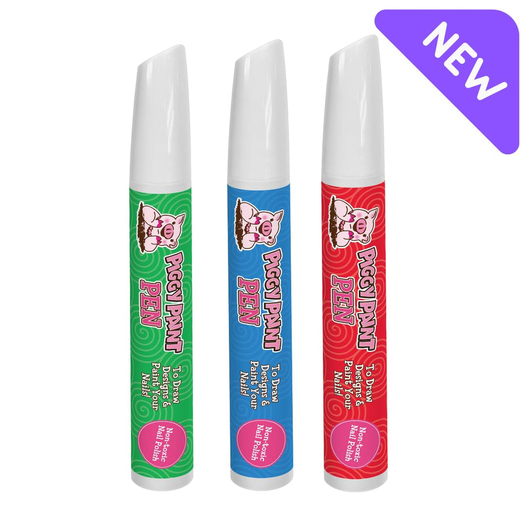 Piggy Paint Nail Polish Pens, 3-Pack Bright Bunch, Non-Toxic Water-Based Kids Nail Art