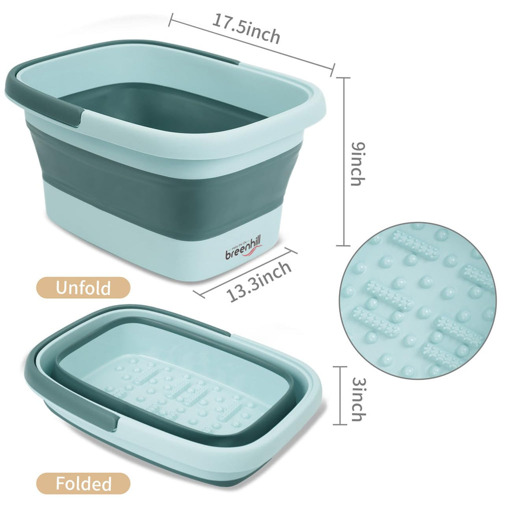 Collapsible Foot Bath Basin with Handles and Massage Bottom