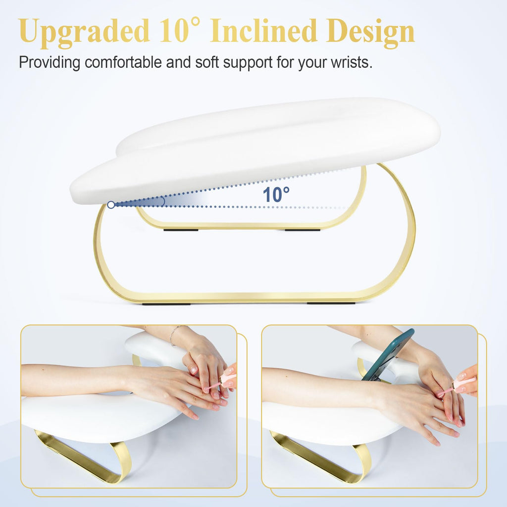 Nail Arm Rest with Rotating Phone Holder, PU Leather U-Shaped Hand Rest