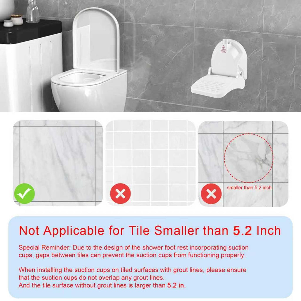 Foldable Shower Foot Rest with Vacuum Suction Cup, Anti-Slip No-Drill Pedal