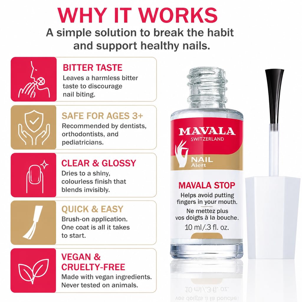 Mavala Stop Deterrent Nail Polish Treatment, Bitter Taste, 0.3 Fl Oz