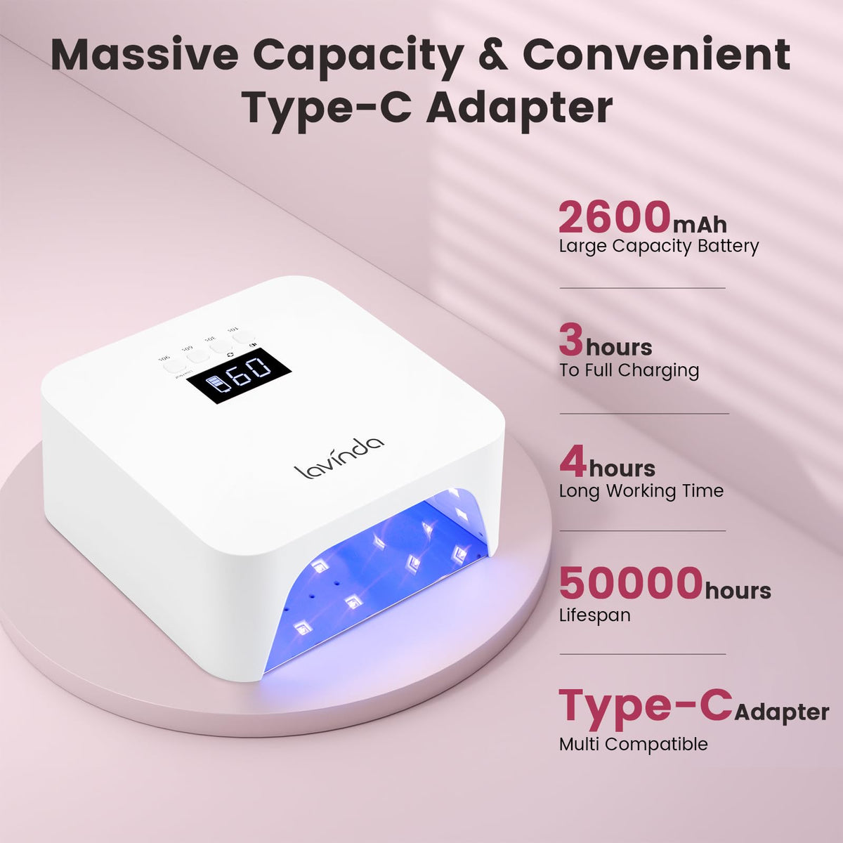 Lavinda Rechargeable UV LED Nail Lamp for Gel Polish