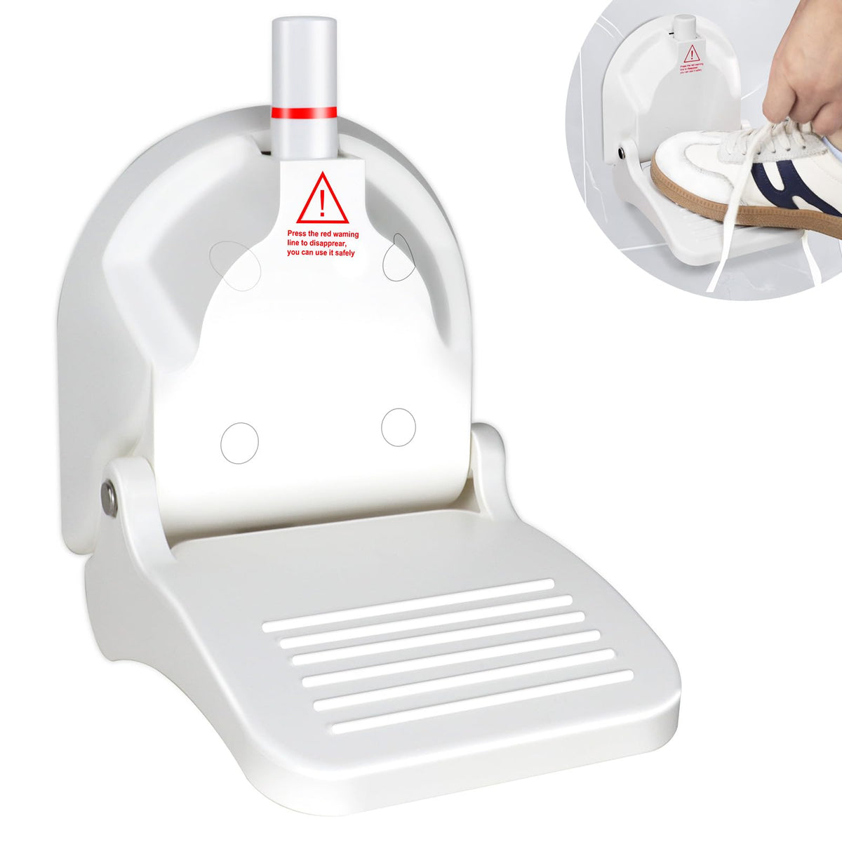 Foldable Shower Foot Rest with Vacuum Suction Cup, Anti-Slip No-Drill Pedal