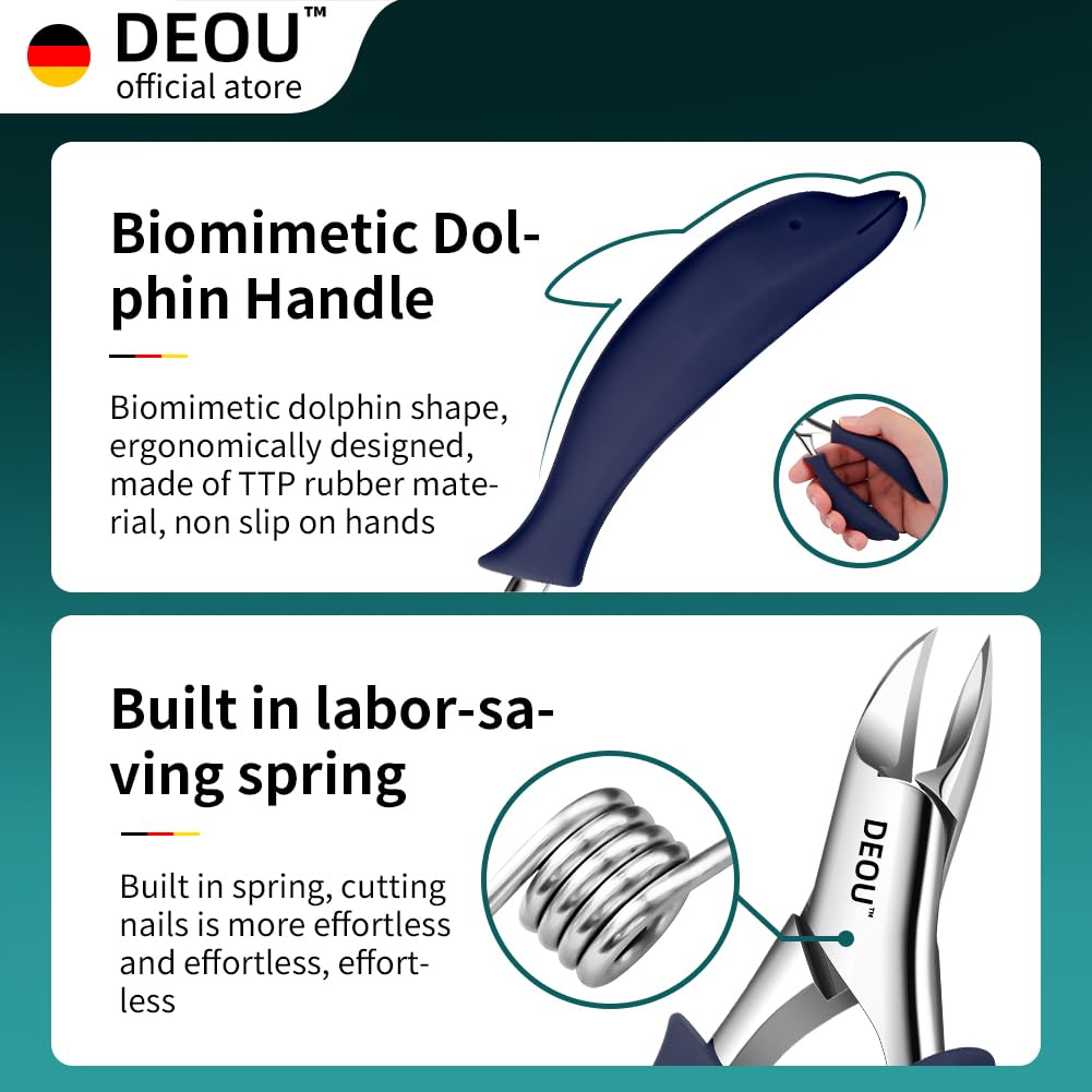 DEOU Professional Stainless Steel Toenail Clippers with Ergonomic Handle