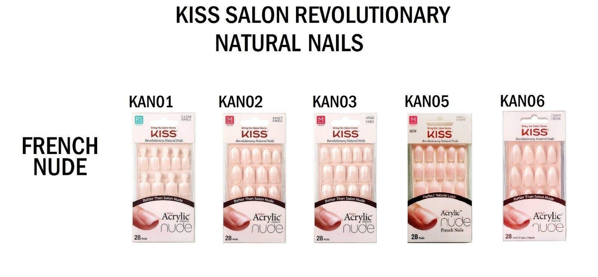 KISS Salon Acrylic Nude French Artificial Nails, Medium Length Flat