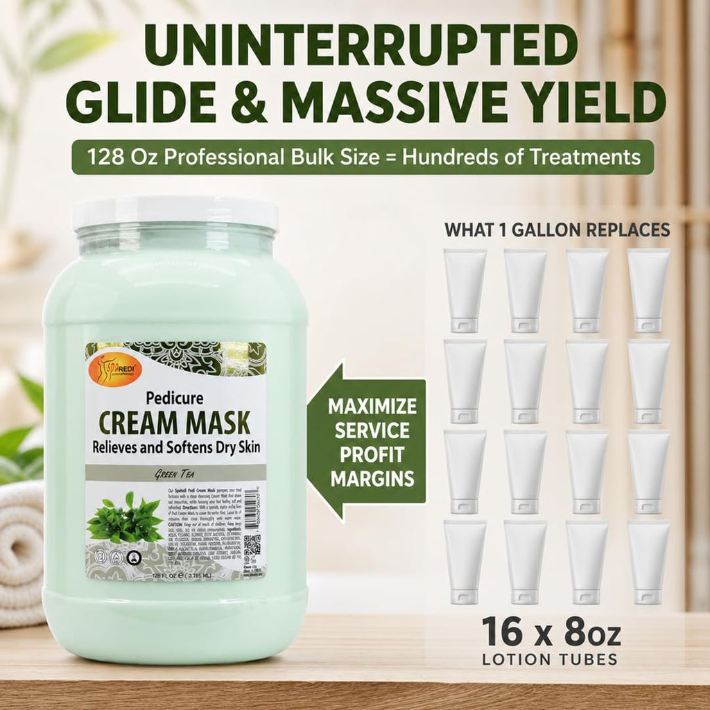 SPA REDI Green Tea Pedicure Mask with Hyaluronic Acid & Comfrey, 128 oz