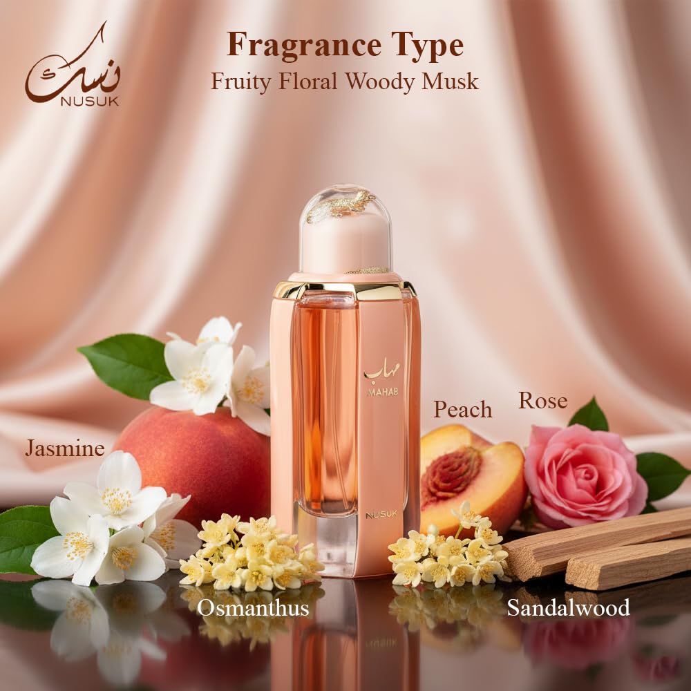 Nusuk Mahab Perfume for Men & Women, Oriental Floral Fragrance 100ml
