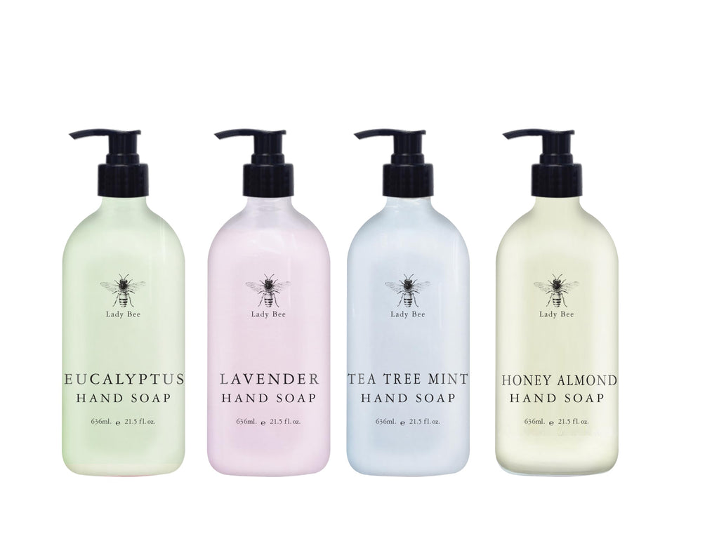 Home & Body Company Lady Bee Hand Soap Set, 4 Pack with Pump Dispensers