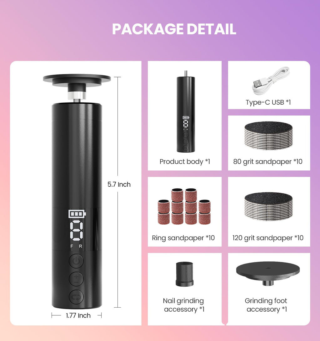 2-in-1 Electric Callus Remover and Nail Grinder with LED Display