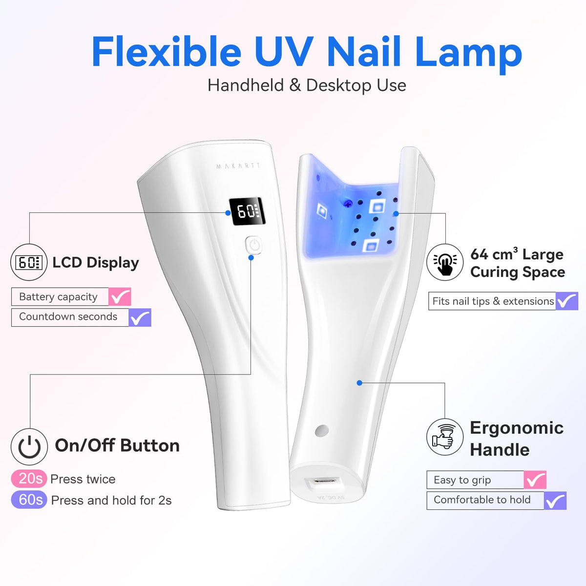 Makartt 3s Flash Cure UV Nail Lamp with Sensor and LCD Display