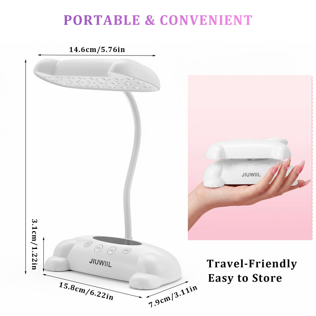 JIUWIIL 48W UV LED Nail Lamp with 24 Beads and Flexible Gooseneck