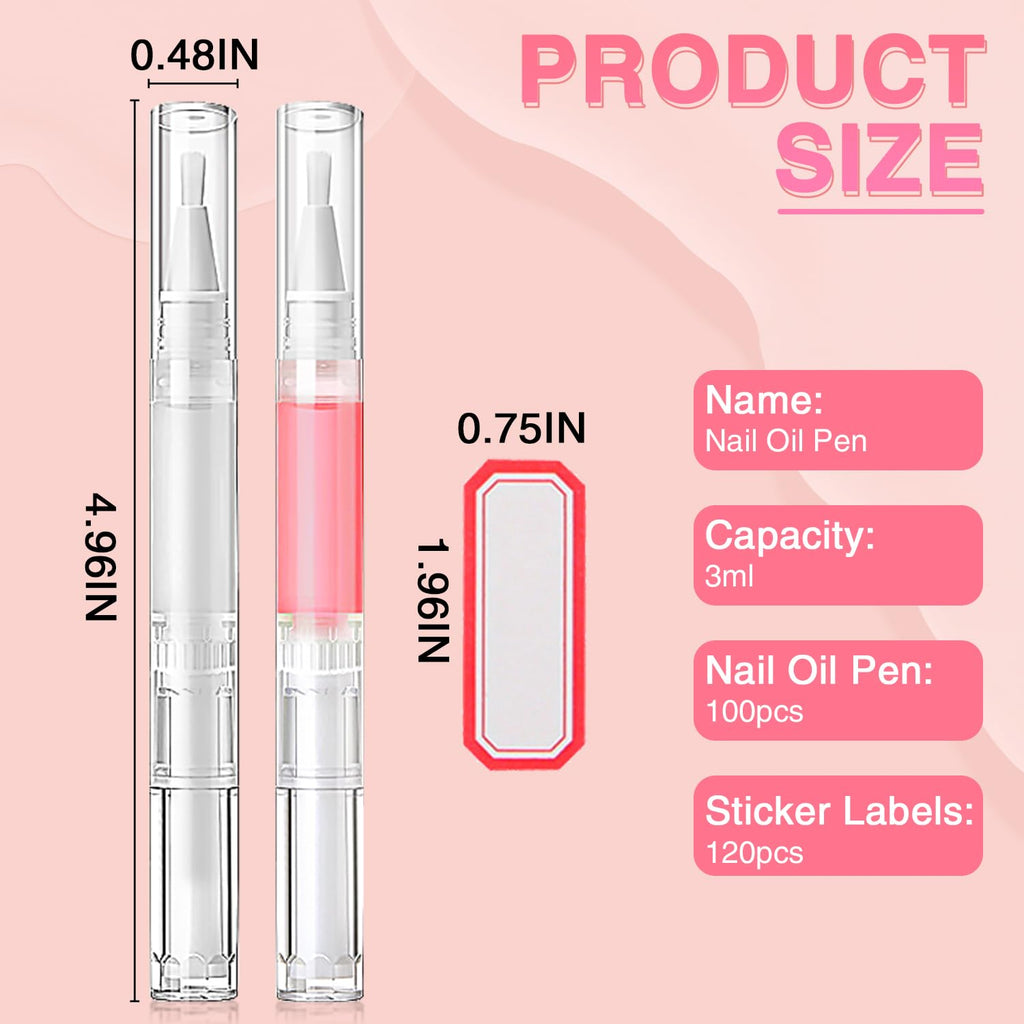 3ml Empty Twist Applicator Pens with Brush Tip, 100 Pack