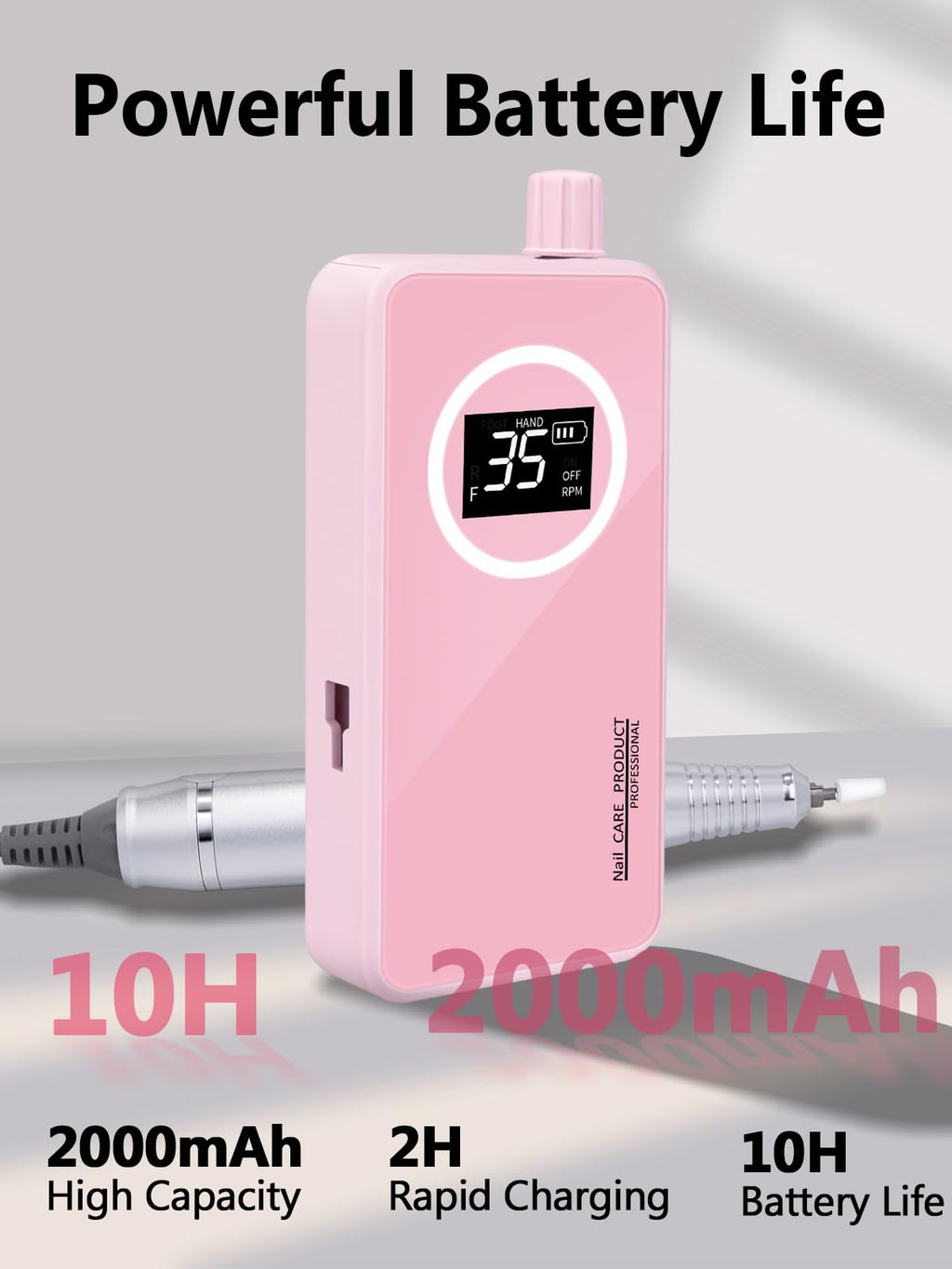 Professional Rechargeable Nail Drill 50,000 RPM with Bits