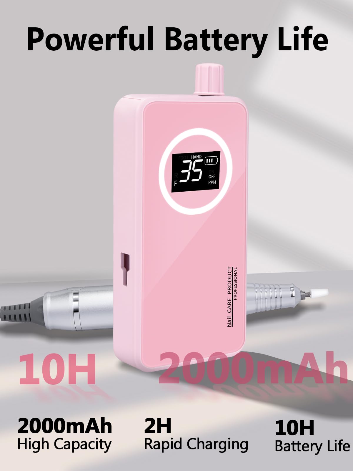 Professional Rechargeable Nail Drill 50,000 RPM with Bits