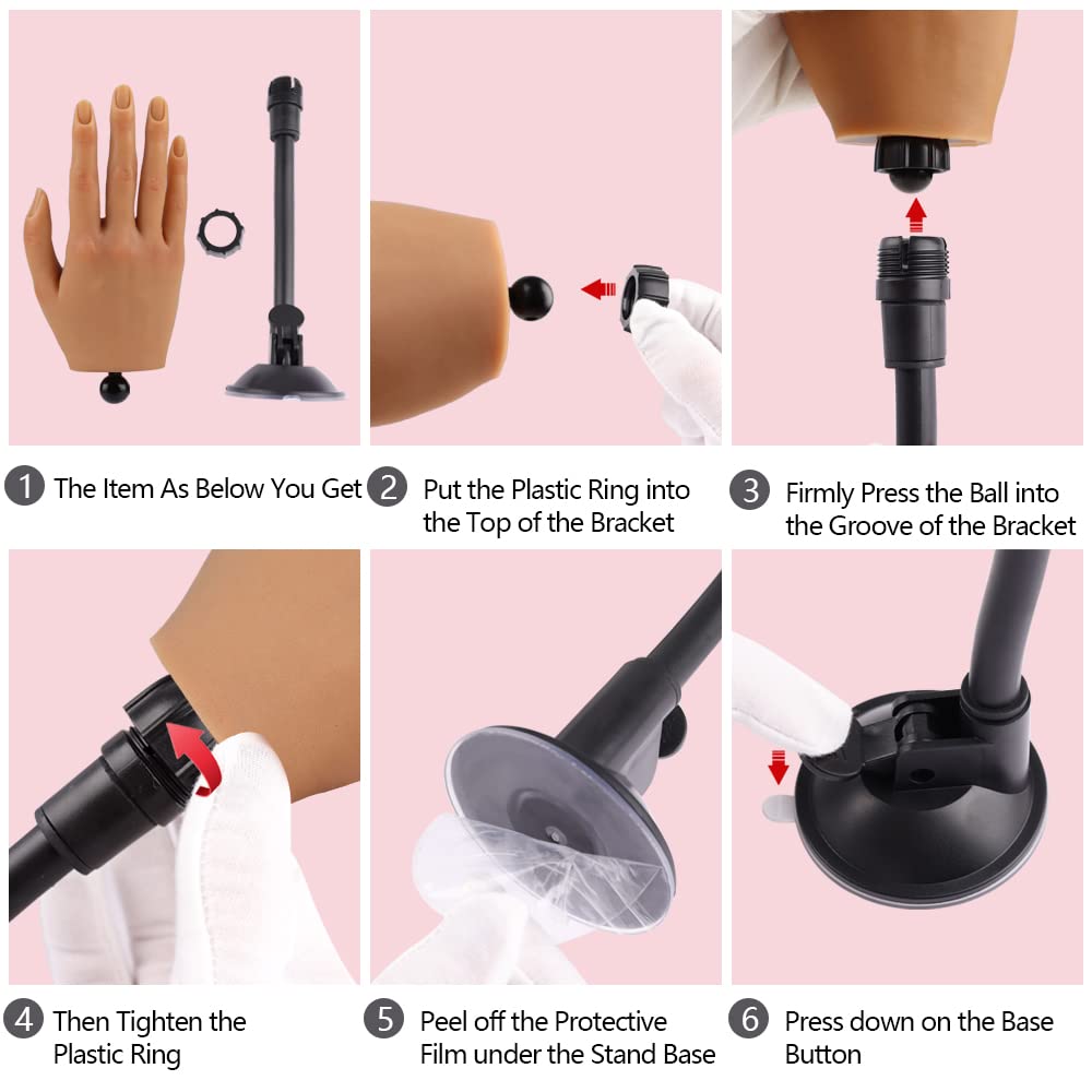 Silicone Nail Practice Hand with Stand Bracket