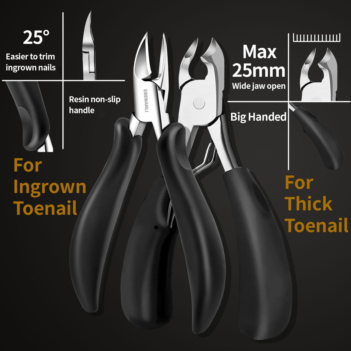 EBEWANLI Toe Nail Kit, Pedicure Tools for Toenail Care