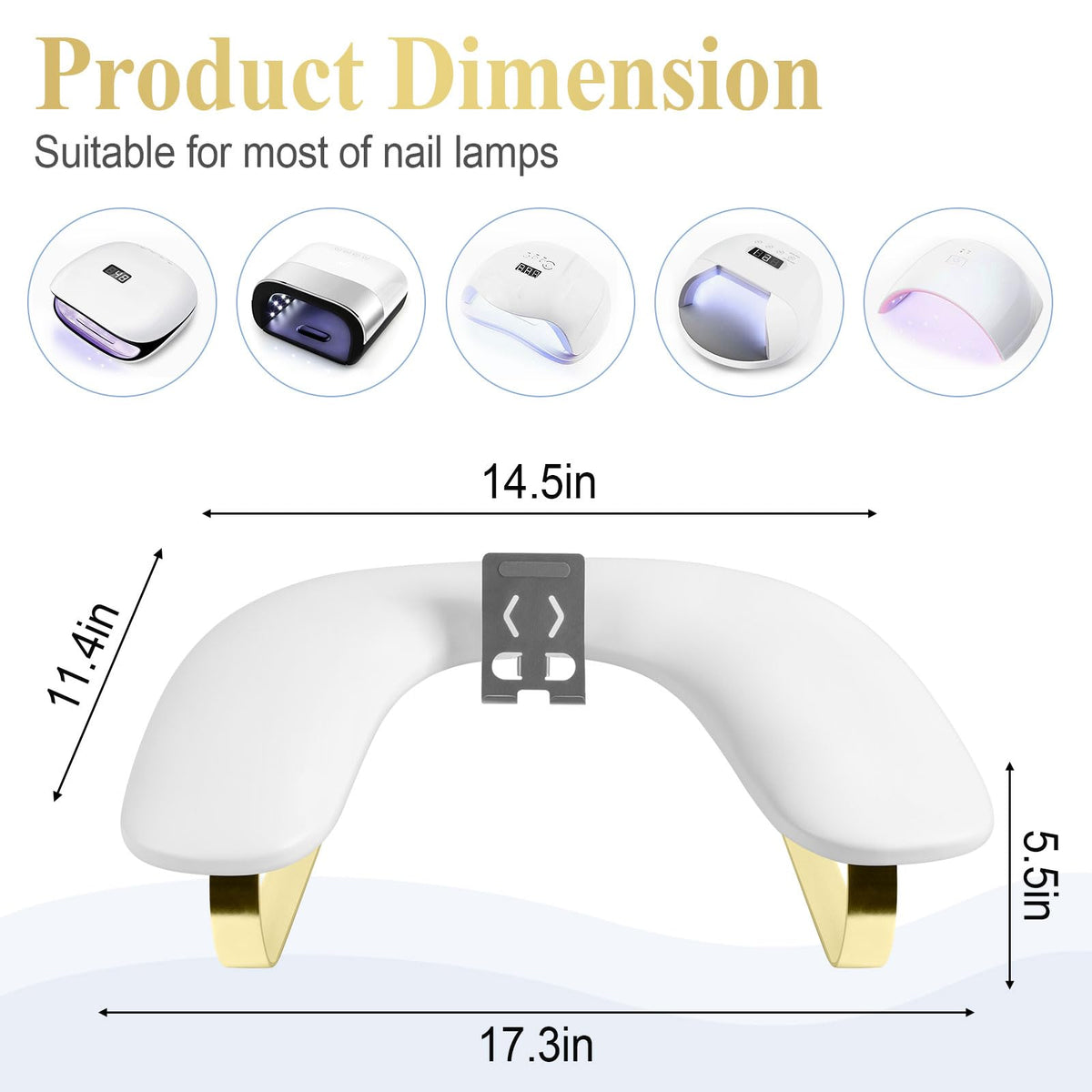 Nail Arm Rest with Rotating Phone Holder, PU Leather U-Shaped Hand Rest