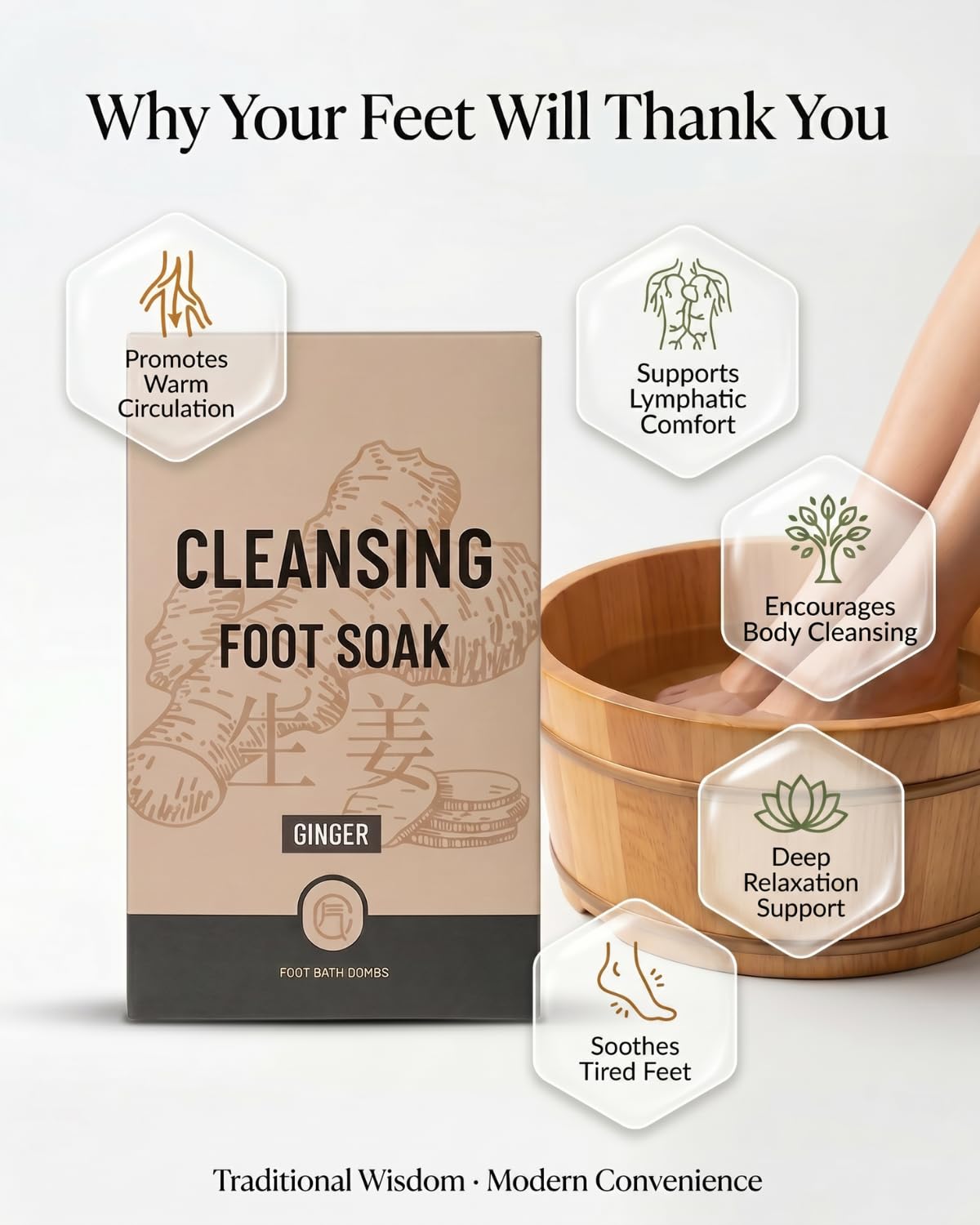 Ginger Herbal Foot Soak Balls with Sichuan Pepper and Angelica Root, 8 Pack