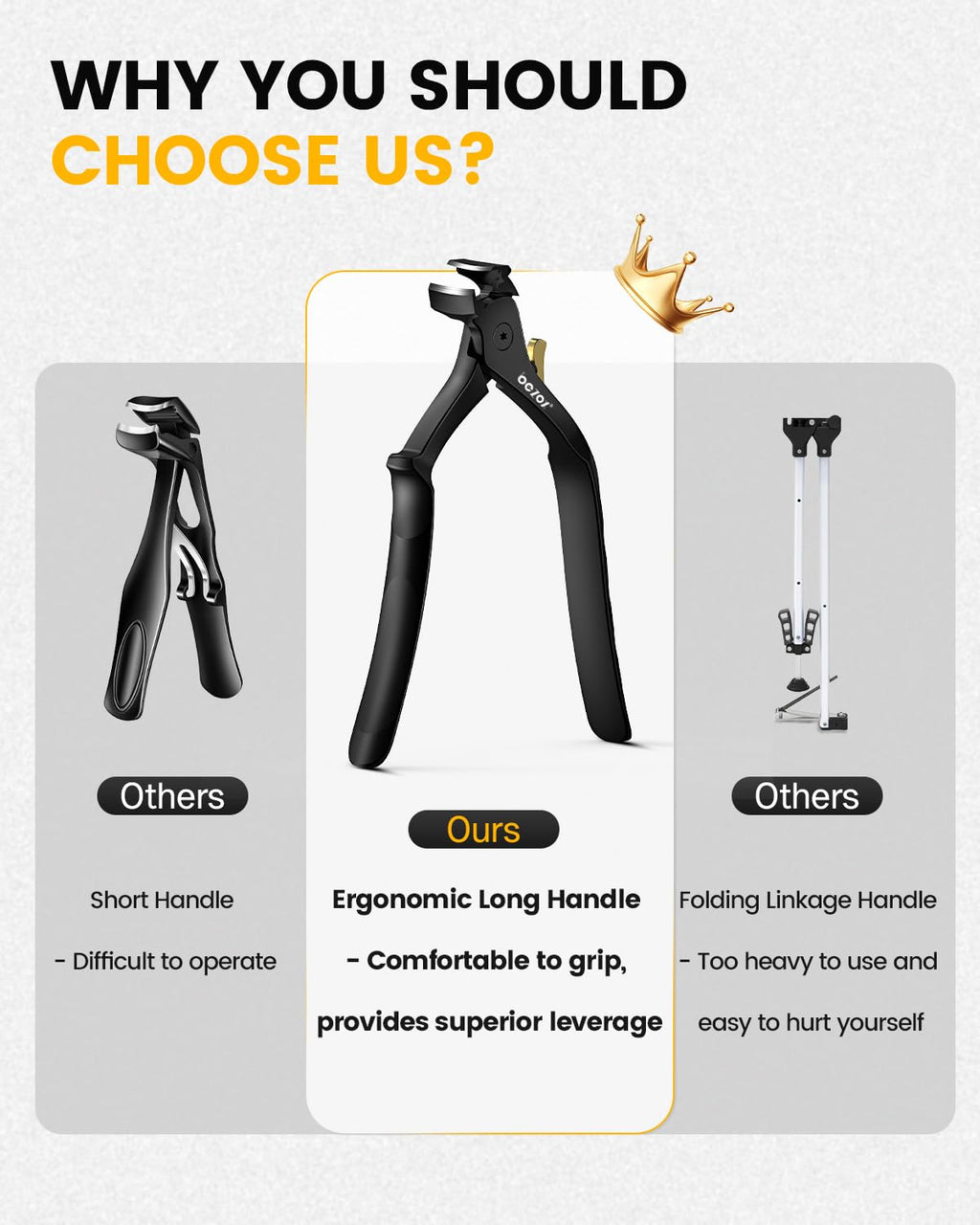 BEZOX Long Handle Toenail Clippers for Seniors, Thick Nails - Black