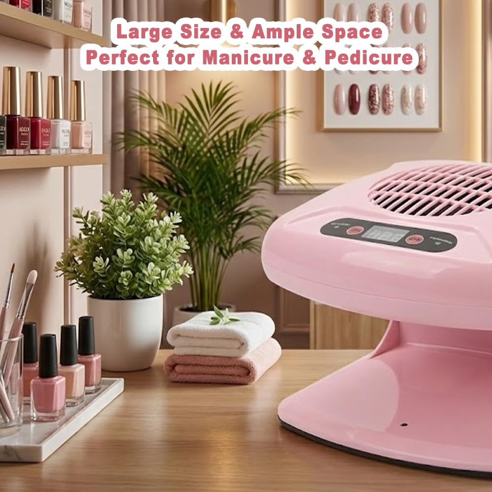 Pink 300W Air Nail Dryer with Hot & Cool Air for Regular Nail Polish