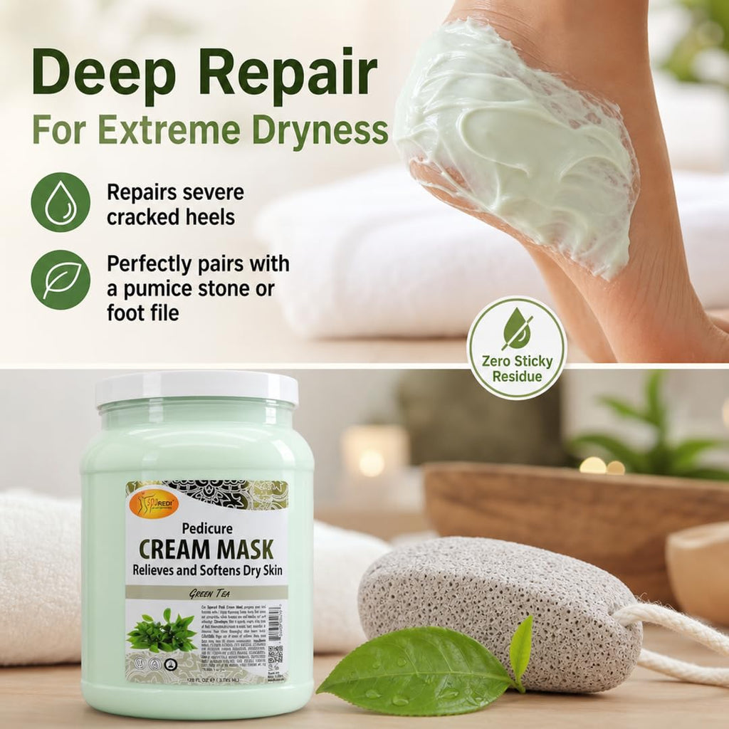 SPA REDI Green Tea Pedicure Mask with Hyaluronic Acid & Comfrey, 128 oz