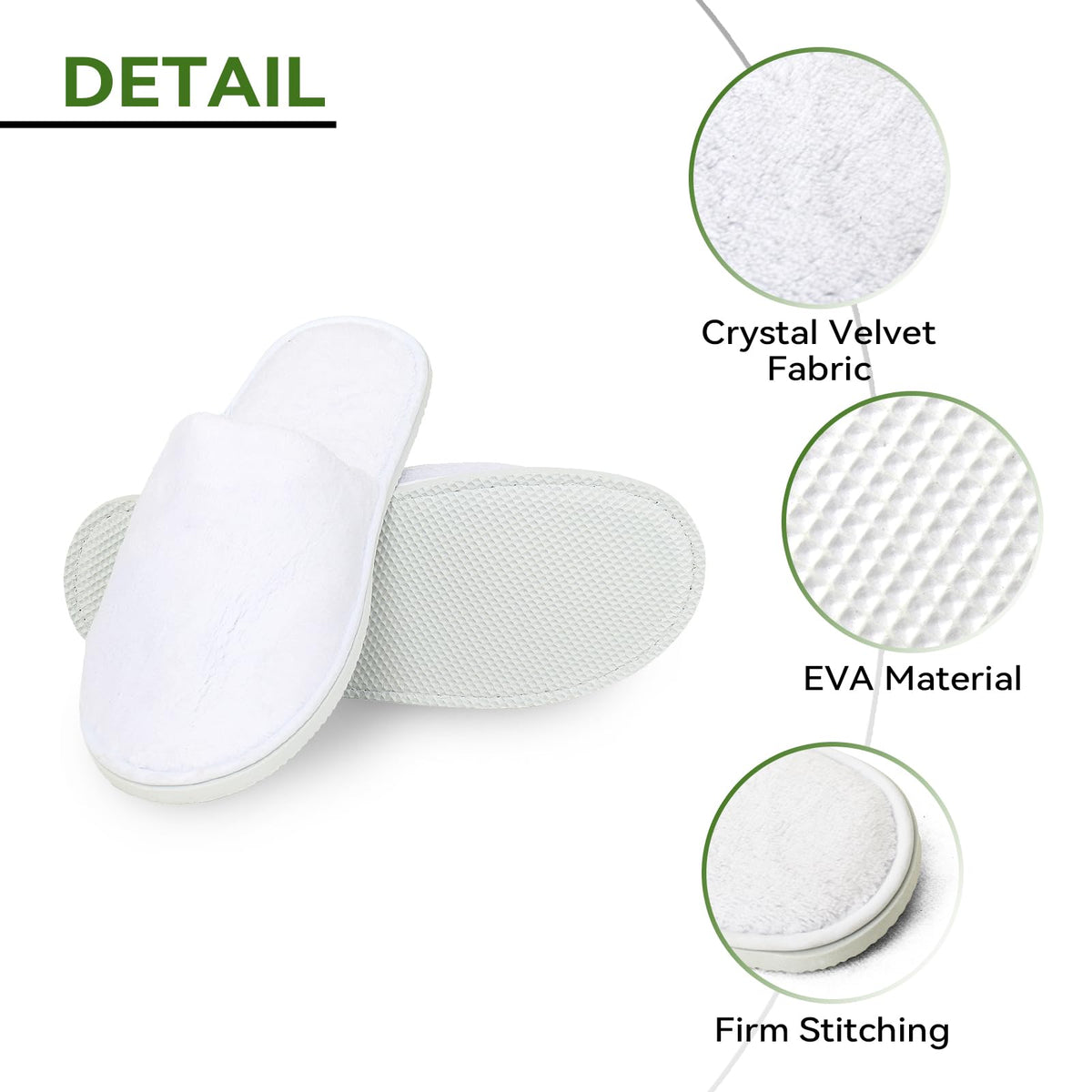Unisex Guest Slippers, 10 Pairs, Washable and Individually Wrapped