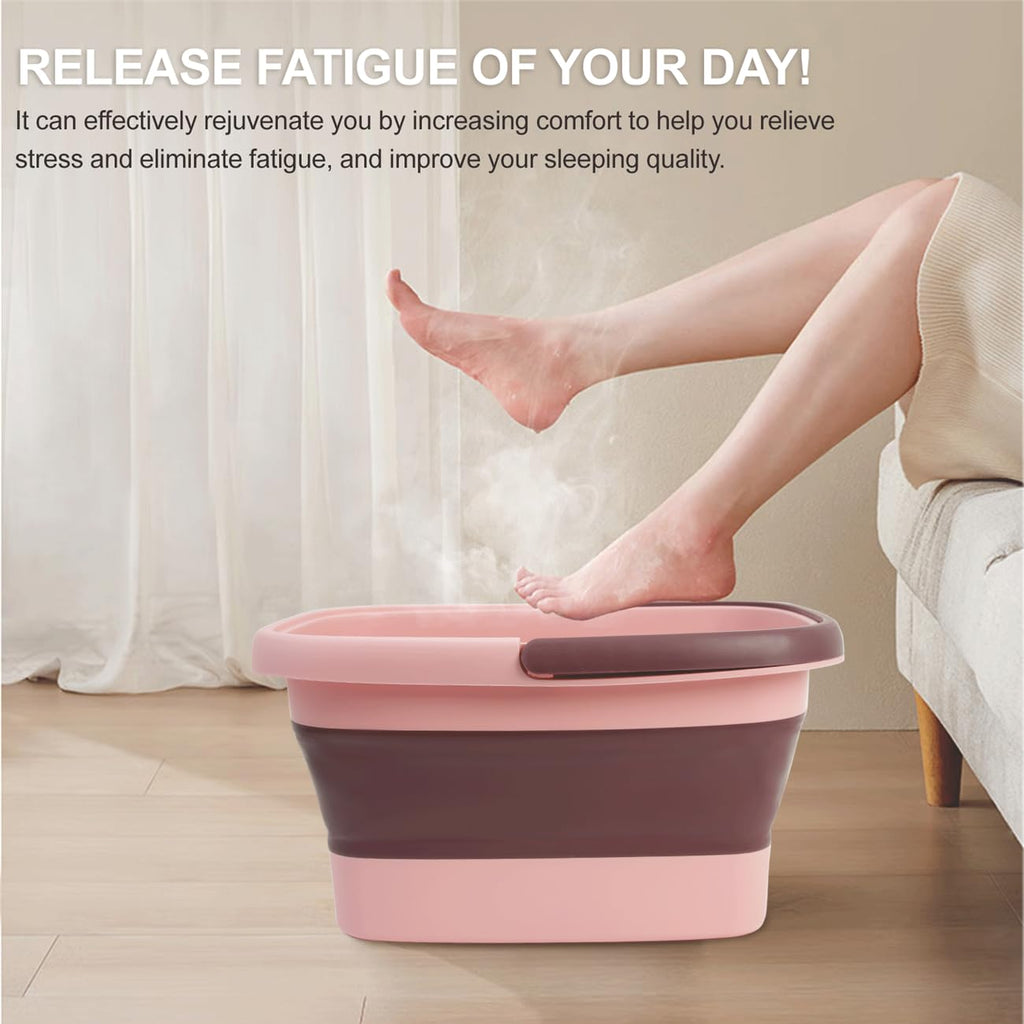 Collapsible Foot Bath Basin with Handles and Massage Bottom