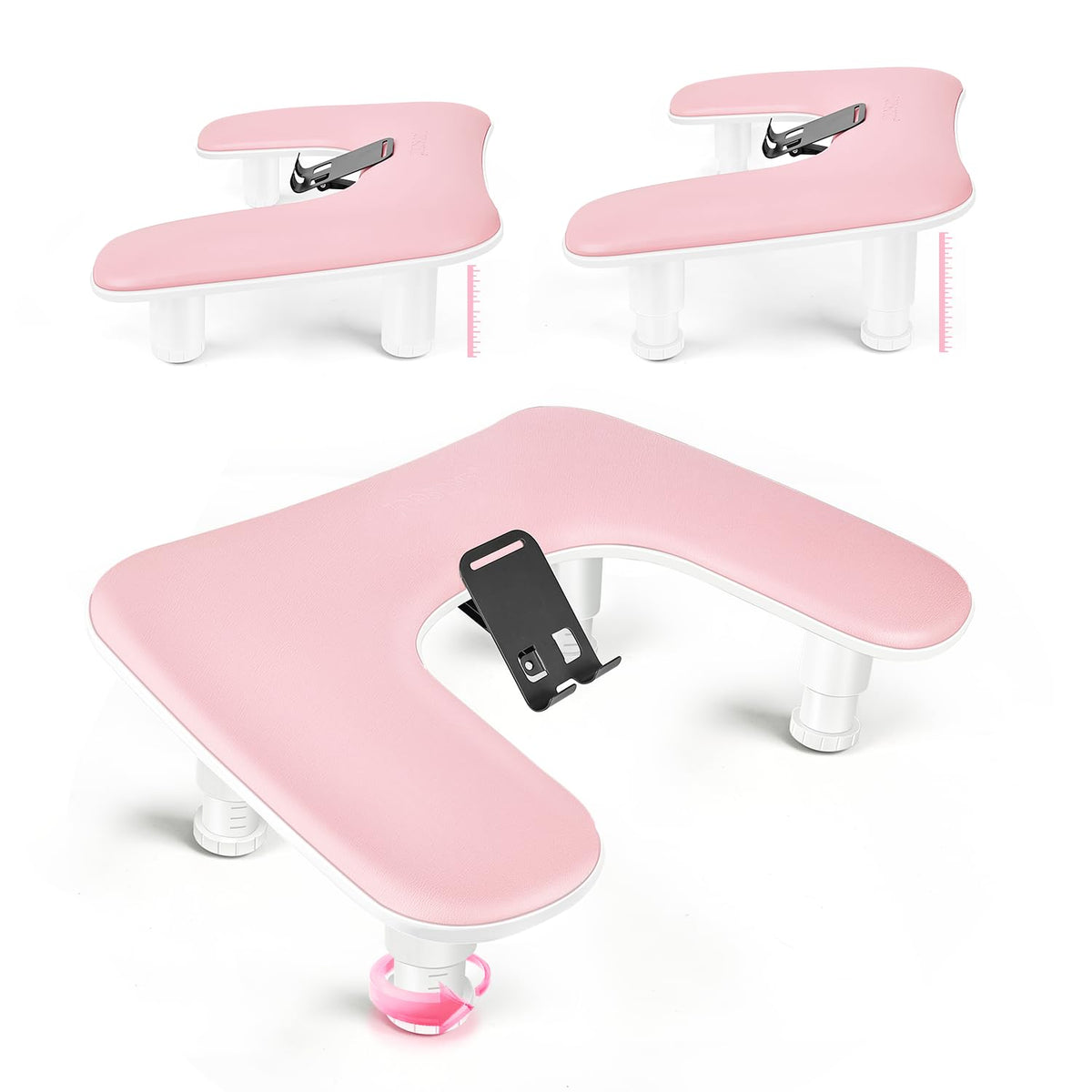 JODSONE U-Shaped Manicure Hand Rest with Rotating Phone Holder