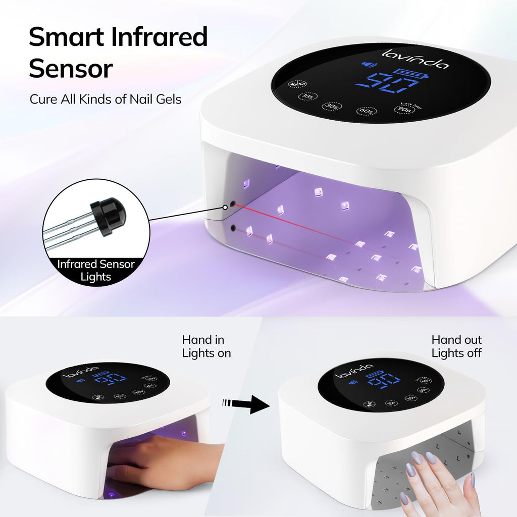 Lavinda 54W Cordless UV LED Nail Lamp with LCD Timer