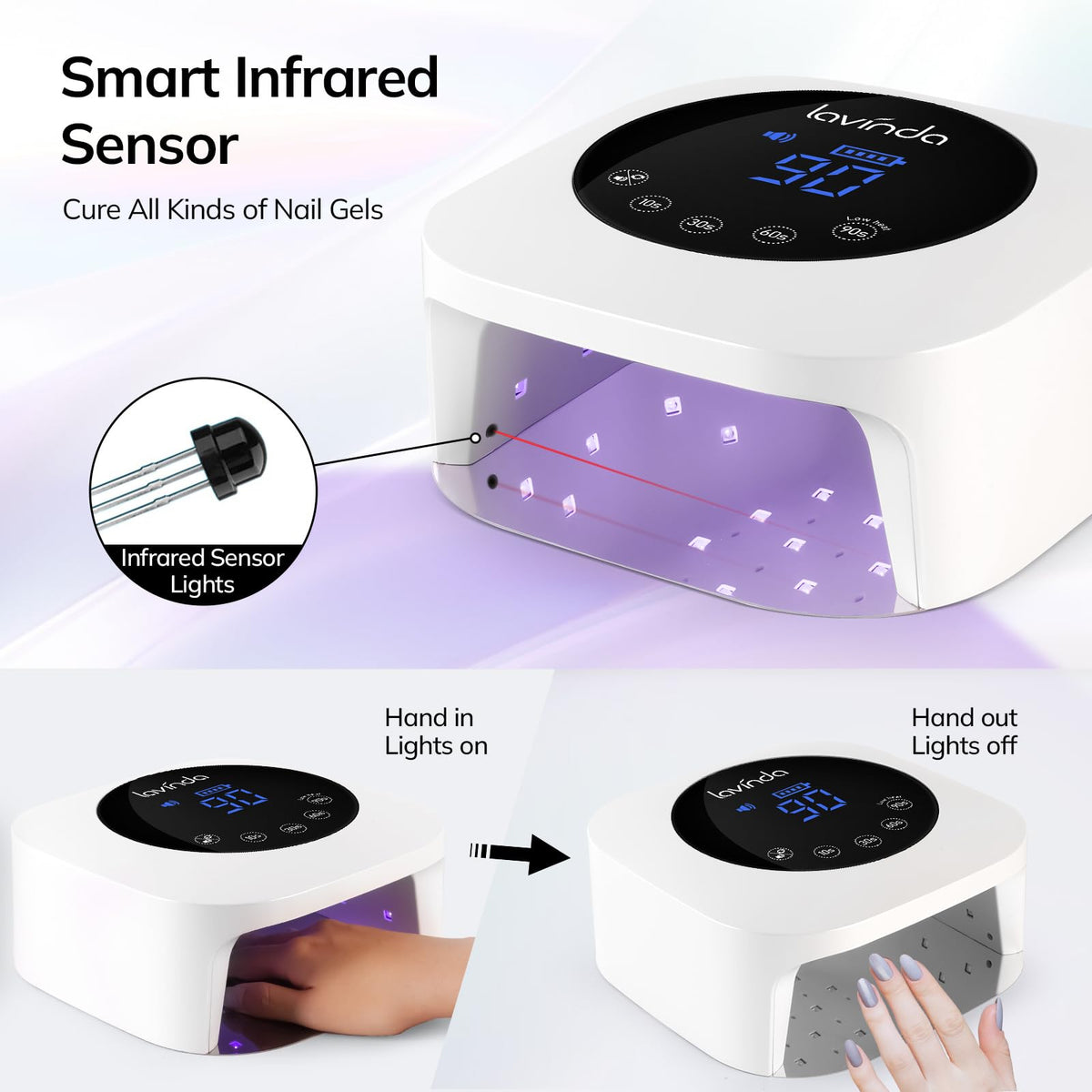 Lavinda 54W Cordless UV LED Nail Lamp with LCD Timer