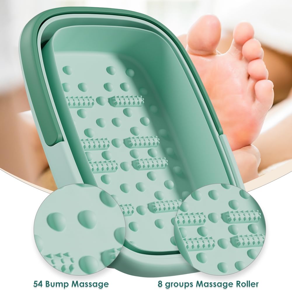 Collapsible Foot Bath Basin with Handles and Massage Acupoints