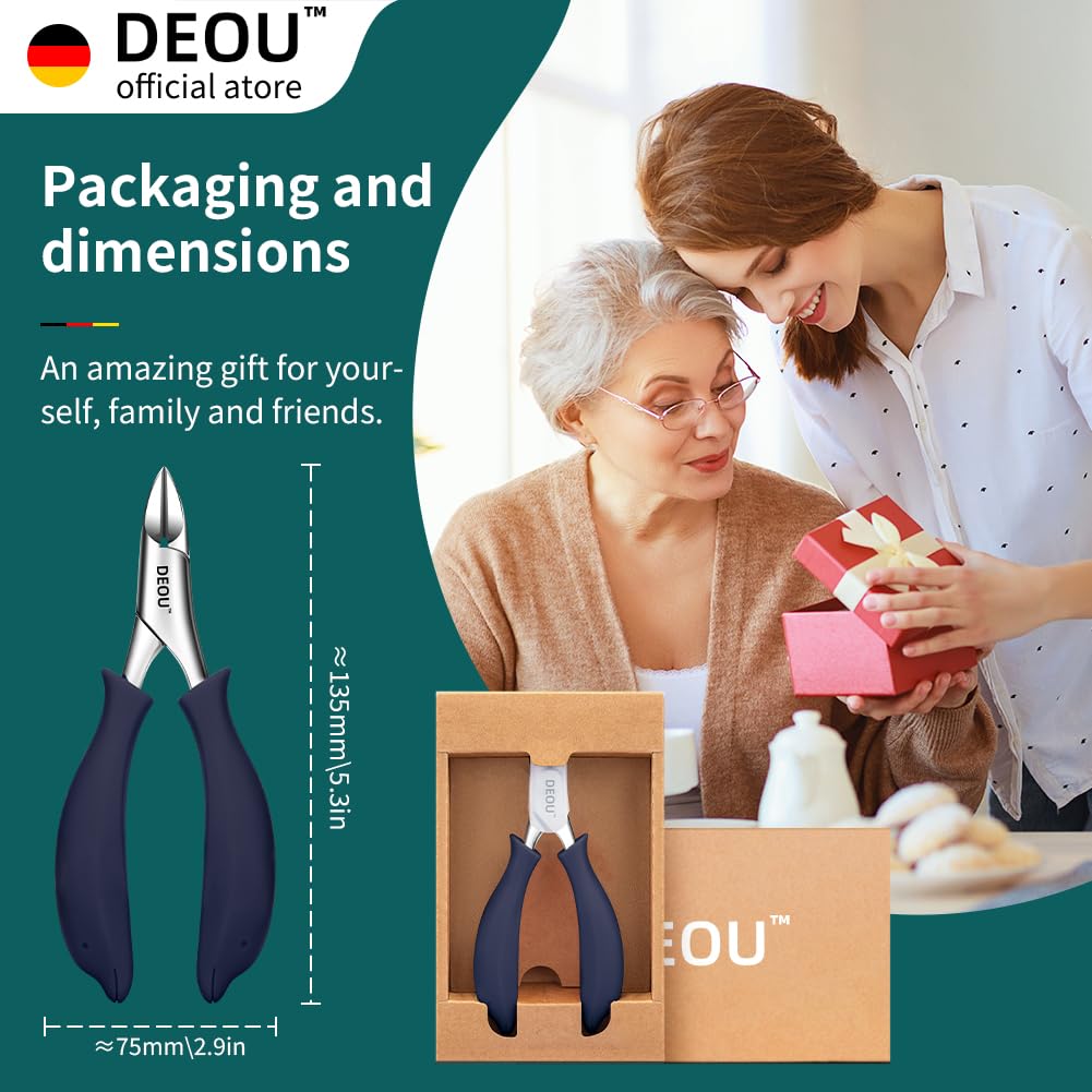 DEOU Professional Stainless Steel Toenail Clippers with Ergonomic Handle