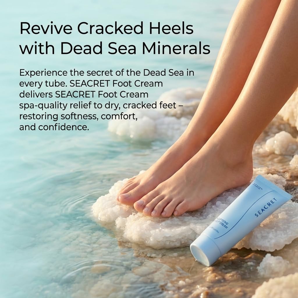 SEACRET Dead Sea Foot Cream with Tea Tree Oil for Dry, Cracked Heels