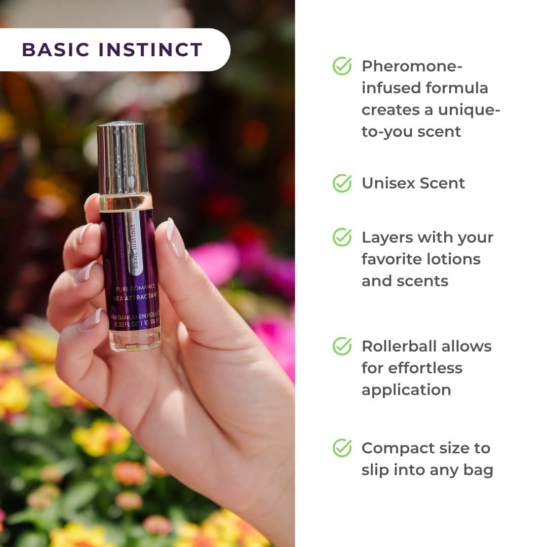 Pure Romance Basic Instinct Pheromone Roll-On Perfume, 0.35 fl oz