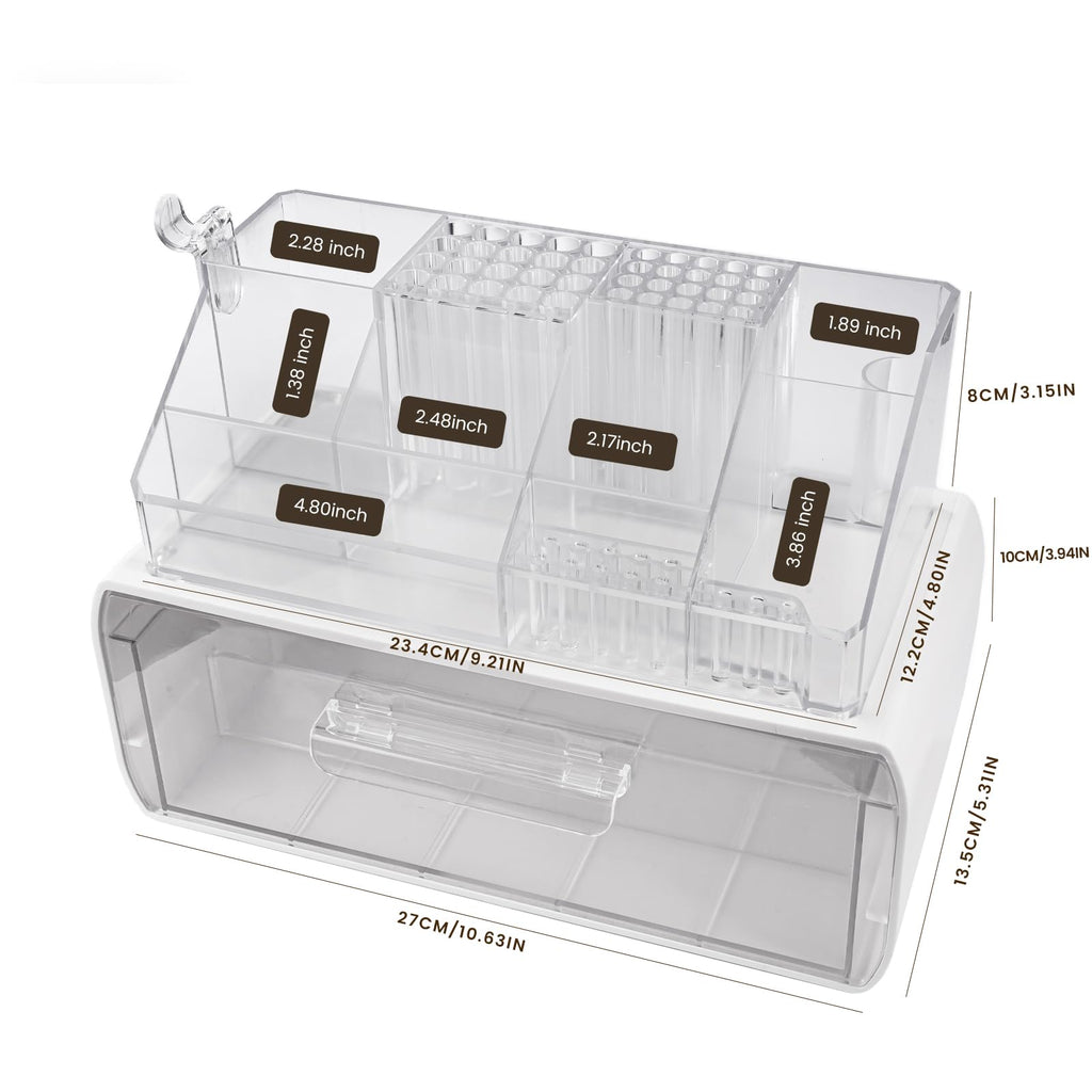 2-Tier Nail Tech Desk Organizer with Drawer for Nail Supplies