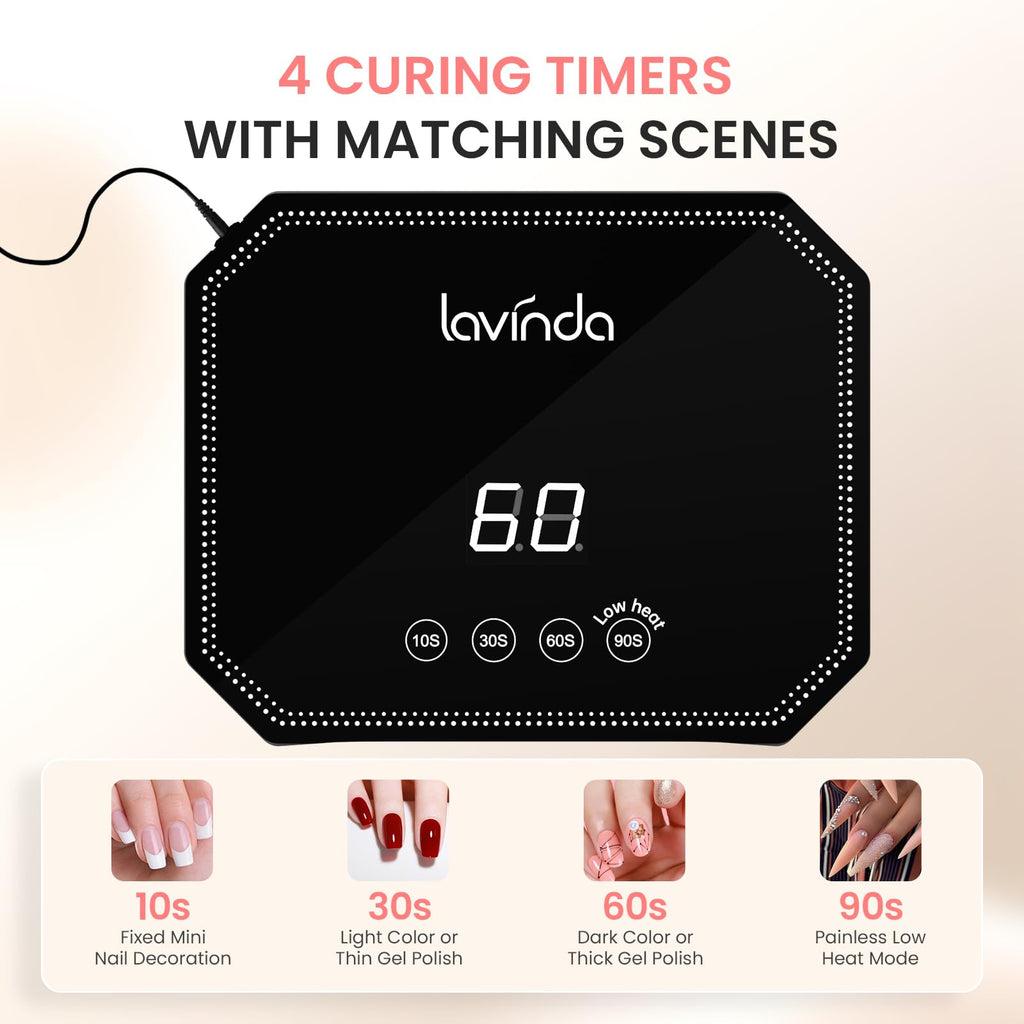 Lavinda 54W UV LED Nail Lamp with LCD Display and Auto Sensor
