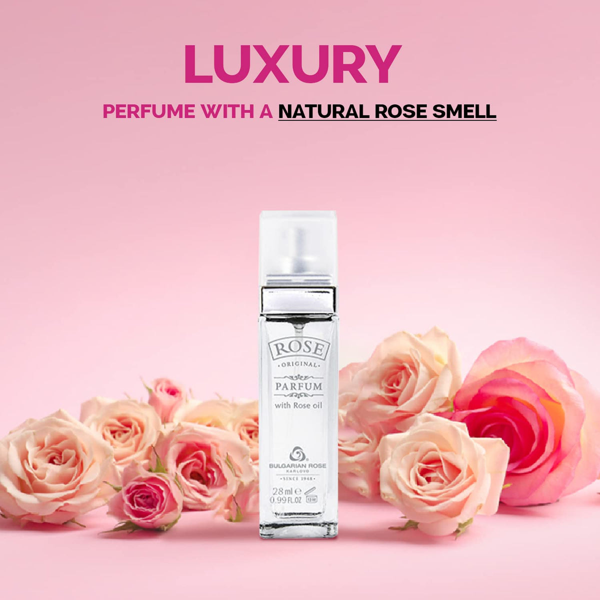 Original Bulgarian Rose Perfume with Essential Oils, 28ml