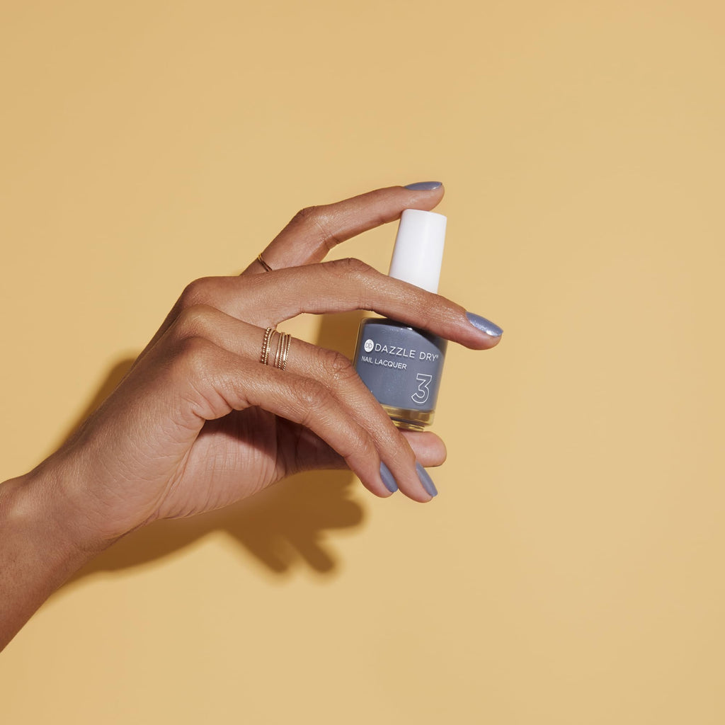Dazzle Dry Nail Lacquer Step 3 – Blue Moon Slate Blue Gray Shimmer