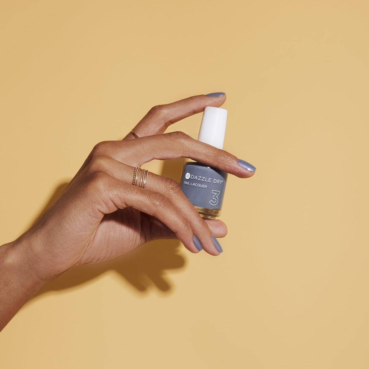 Dazzle Dry Nail Lacquer Step 3 – Blue Moon Slate Blue Gray Shimmer